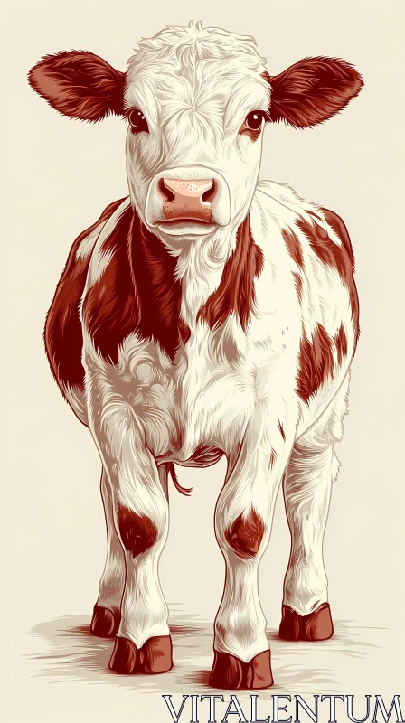 Artistic Cow Drawing AI Image