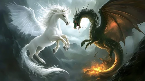 Epic Confrontation: Pegasus versus Dragon