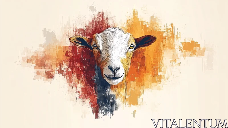 Vivid Goat Art in Abstract Form AI Image