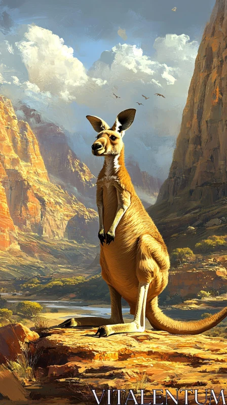 Kangaroo and Canyon Vista AI Image