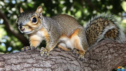 Squirrel Portrait on a Tree Branch