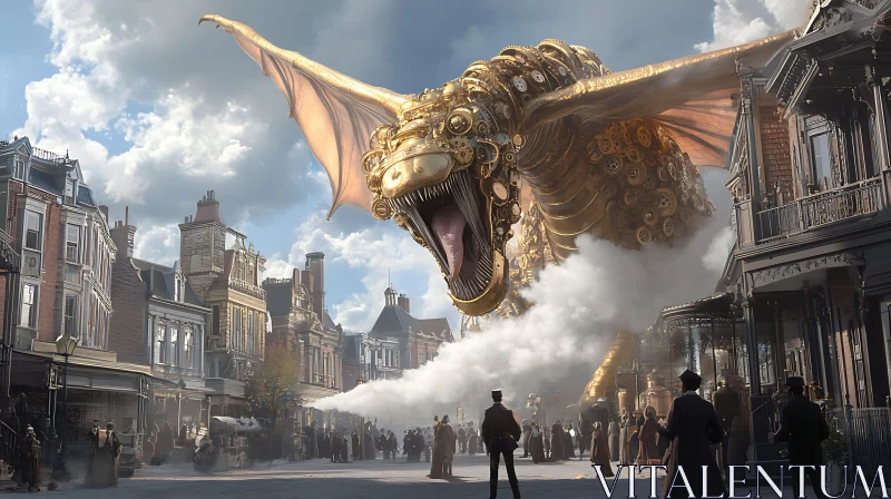 AI ART Mechanical Dragon in Urban Scene