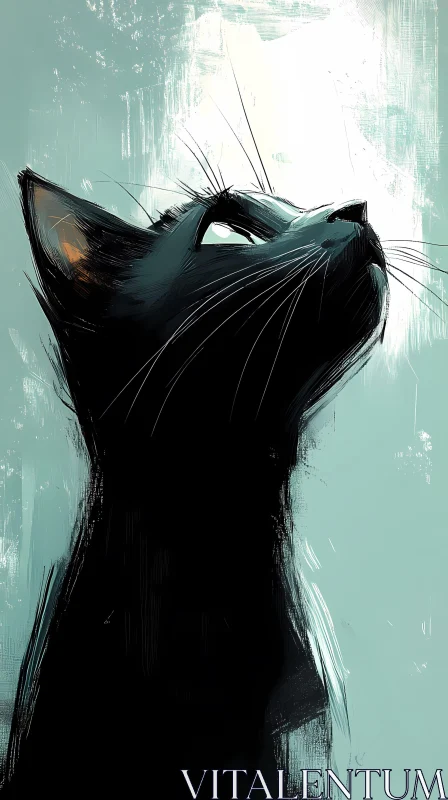 Elegant Black Cat in Profile AI Image