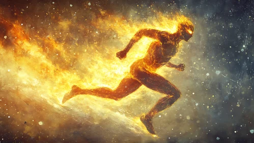 Blazing Speed: Human Figure in Flames