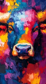 Colorful Expressionist Bull Art