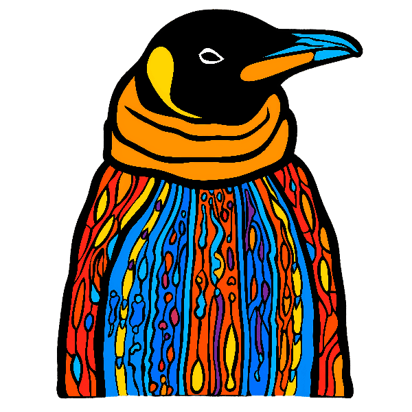 Vibrant Penguin Art Tee POD Design