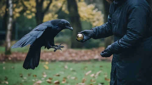 Mystical Raven with Golden Treasure