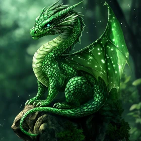 Green Dragon on Mossy Rock