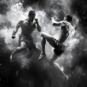 Striking Muay Thai Fighters in Action