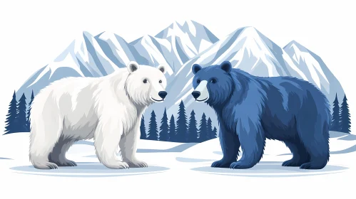 Winter Bears in Mountainous Terrain