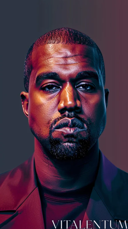 AI ART Kanye West's Confident Gaze in Powerful Portrait