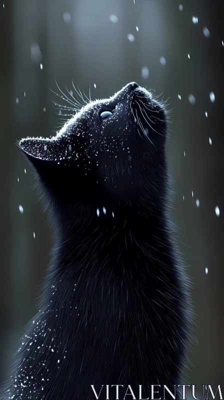 Enchanting Winter Cat AI Image