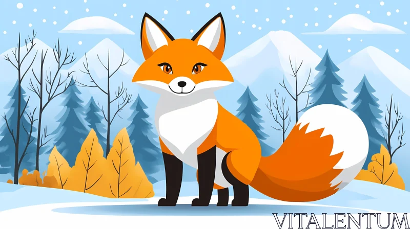 Winter Fox in Snowy Landscape AI Image