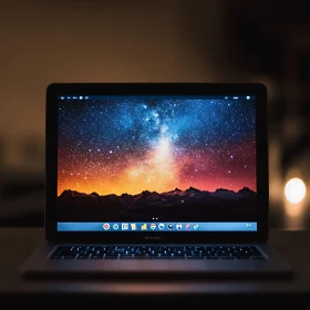 Laptop with Starry Night Background