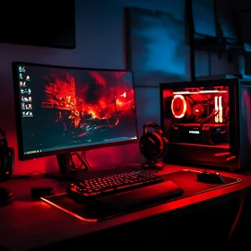 Cutting-Edge Gaming Environment with LED PC and Monitor