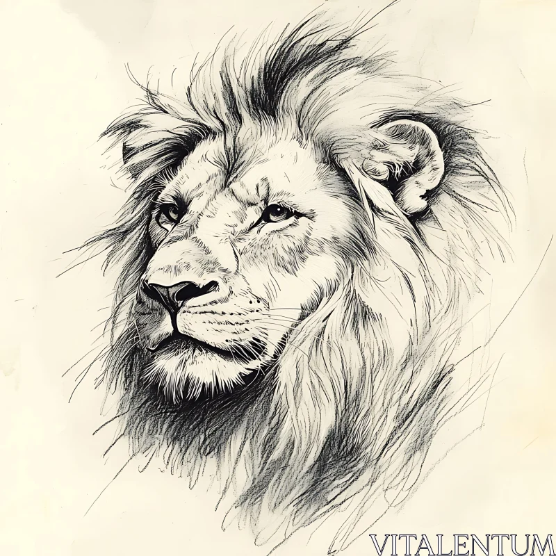 AI ART Lion Head Drawing: Fine Line Art