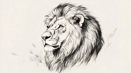 Monochrome Lion Drawing