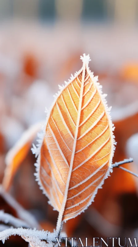 Frosty Orange Leaf - Bold Lines and Vibrant Colors AI Image