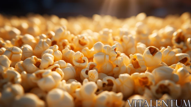 Illuminated Close-Up of Popcorn: A Study in Texture and Light AI Image