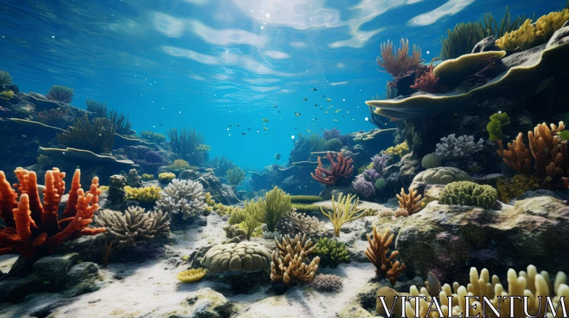 Underwater Coral Reef: A 3D Rendered Oceanic Experience AI Image