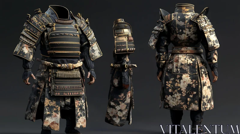 AI ART Detailed Samurai Armor with Gold Accents