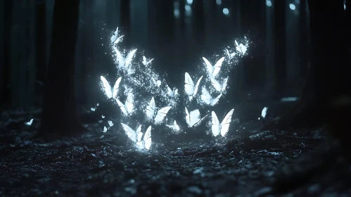 Mystical Butterflies in Dark Woods