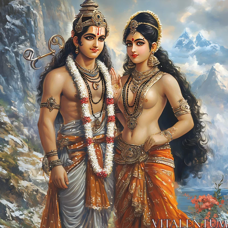 Hindu Gods in Traditional Attire AI Image