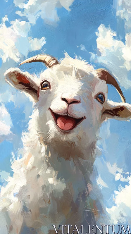 Cheerful Goat Painting AI Image