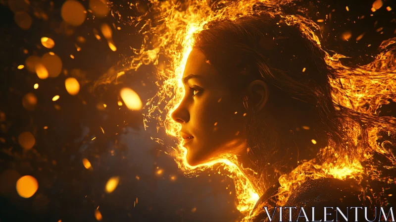 Woman Engulfed in Flames AI Image