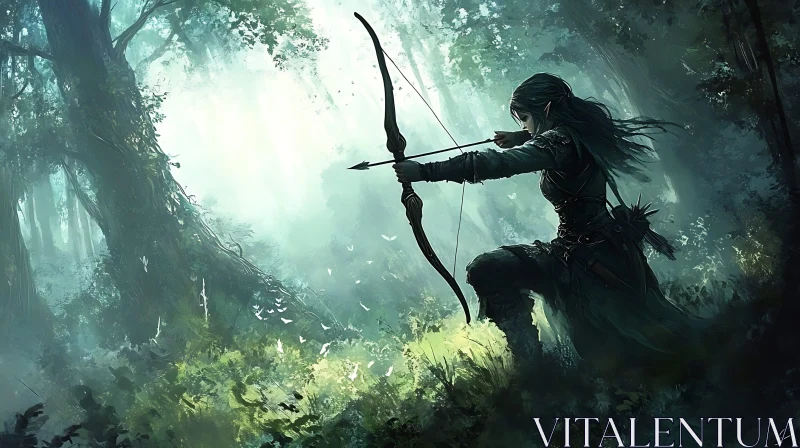 AI ART Woodland Archer - Fantasy Scene