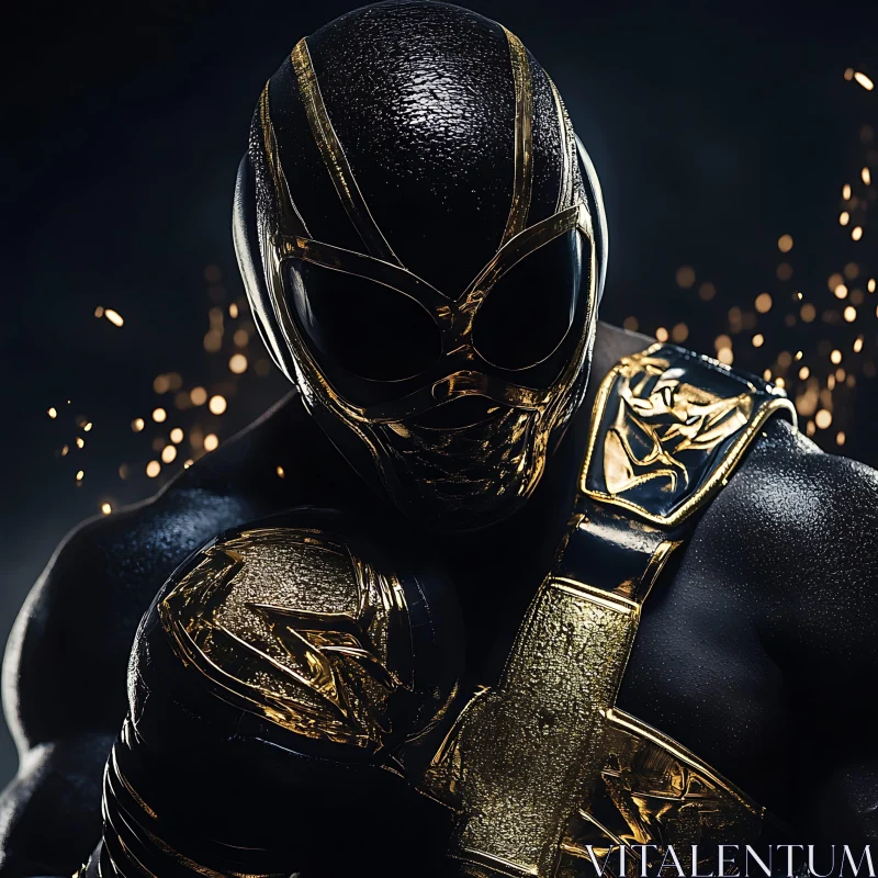 Black and Gold Armored Character AI Image