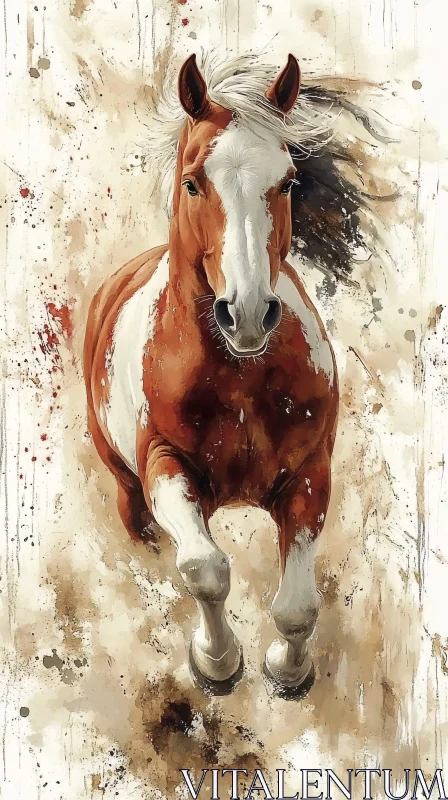 Dynamic Running Horse Painting AI Image