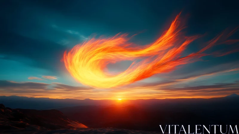 Fiery Sky Phenomenon at Sunset AI Image