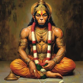 Meditative Hanuman: A Spiritual Art Piece