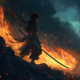 Fiery Warrior with Sword