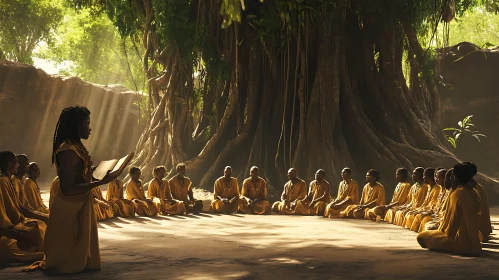 Circle of Monks in Forest