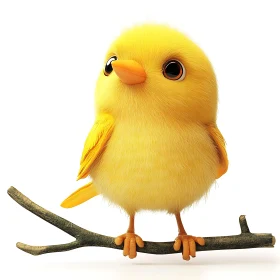 Cartoon Bird Perched on a Branch
