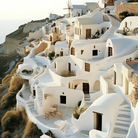 Santorini White Houses on Hillside