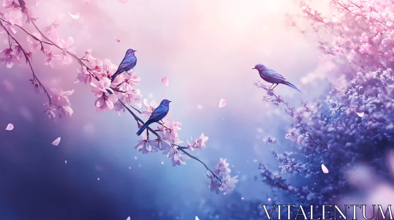 Birds and Blossoms Serenity AI Image