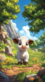 Playful Calf in Nature