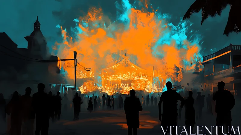 City Ablaze Painting AI Image