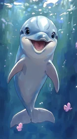 Whimsical Dolphin Underwater