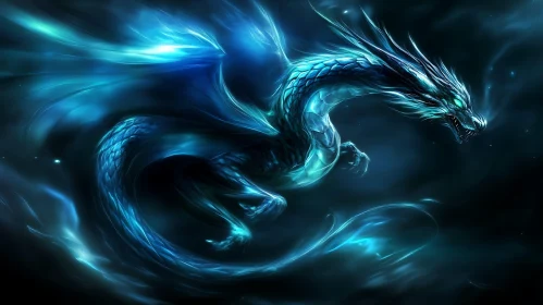 Mystical Azure Dragon in the Night