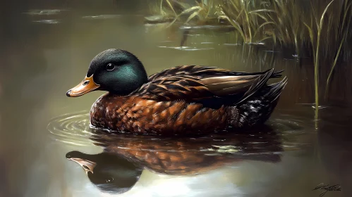 Mallard Gracefully Floating