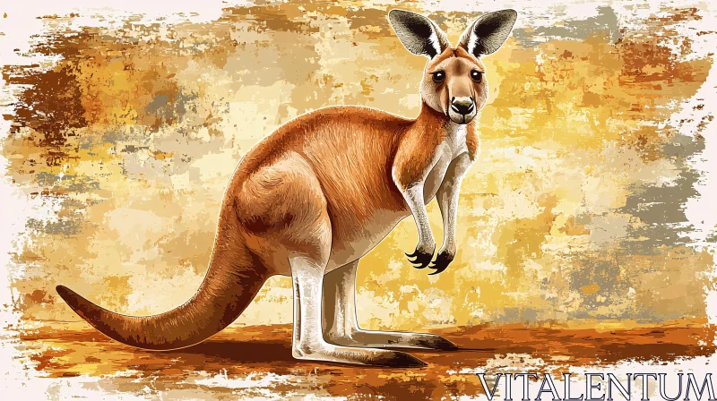 Kangaroo Art on Textured Background AI Image