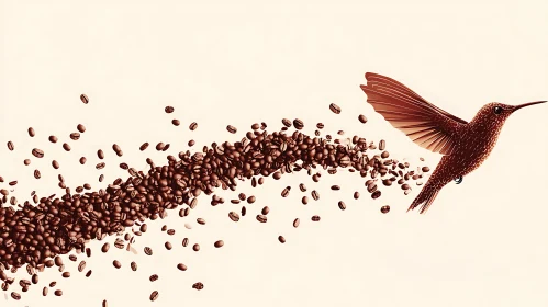 Hummingbird Made of Coffee Beans