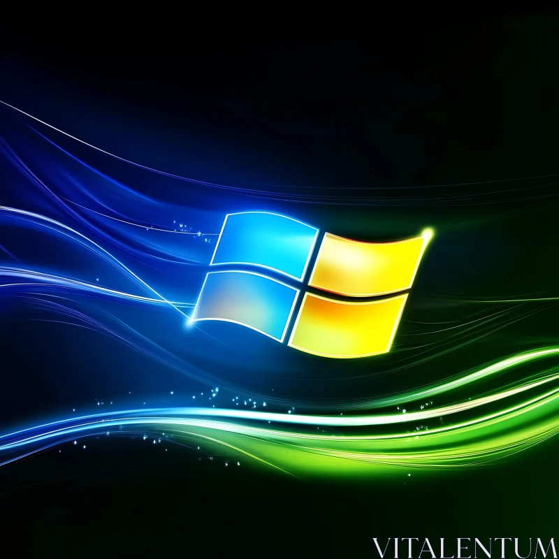 Windows Logo with Abstract Light Effects AI Image