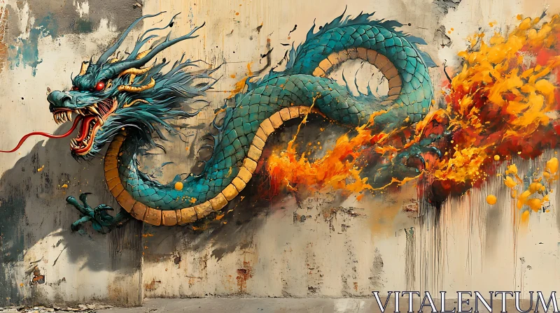 AI ART Azure Dragon Graffiti Art