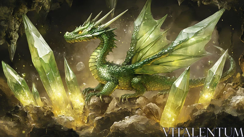 AI ART Dragon and Crystals Fantasy Art