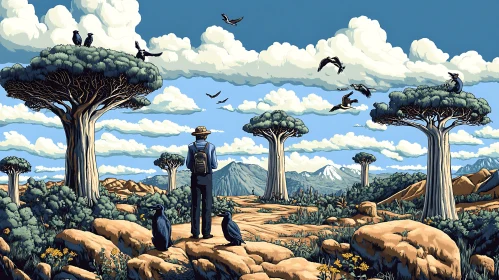 Peaceful Nature Scene with Distant Mountains
